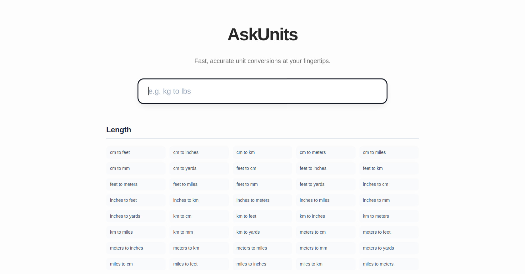 AskUnits – Simple and Fast Online Unit Converter | Screenshot