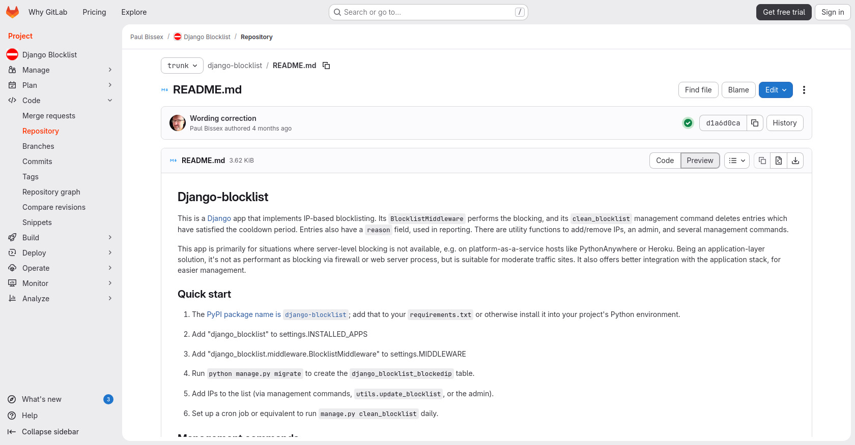 Django Blocklist | Screenshot