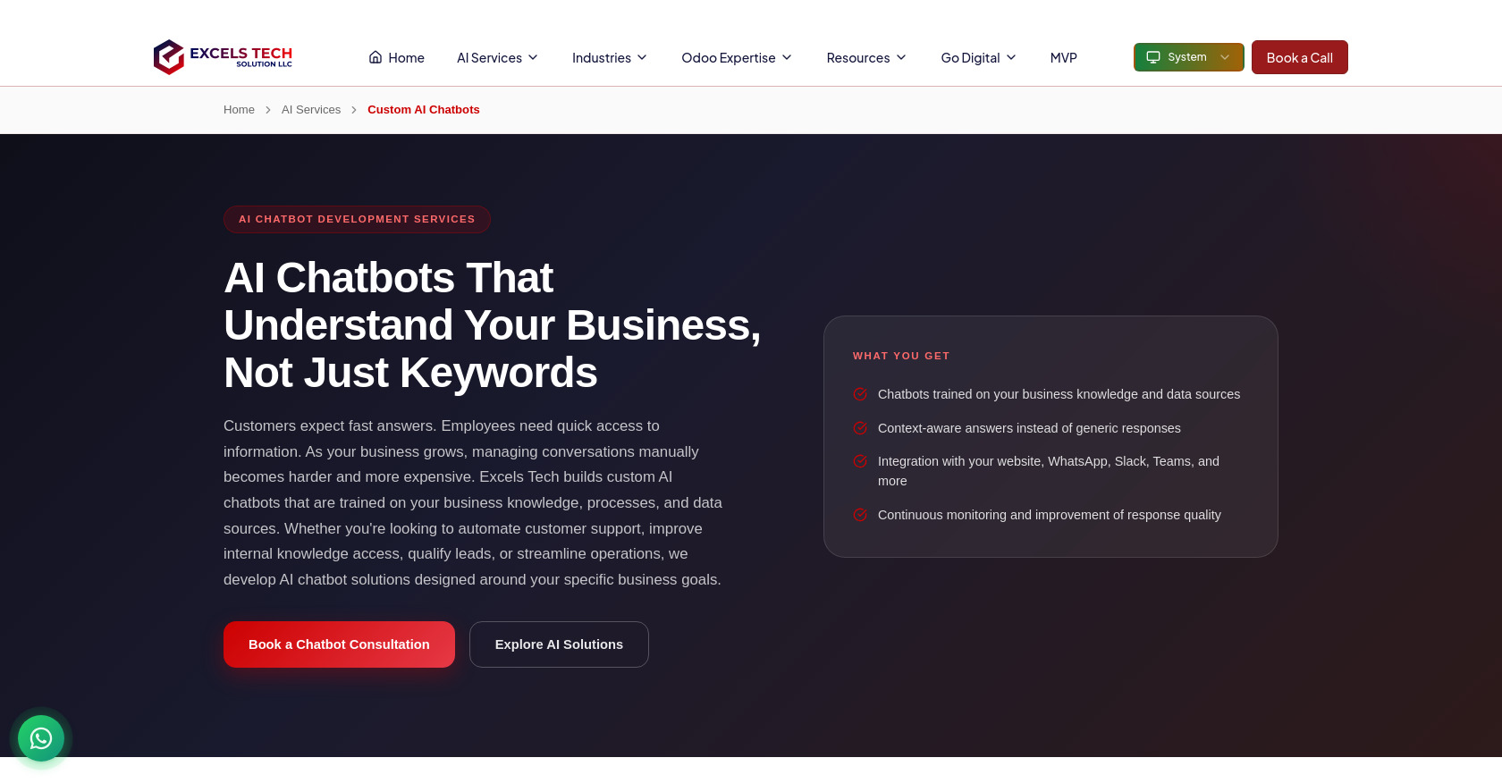 Excels Tech AI Chatbots screenshot