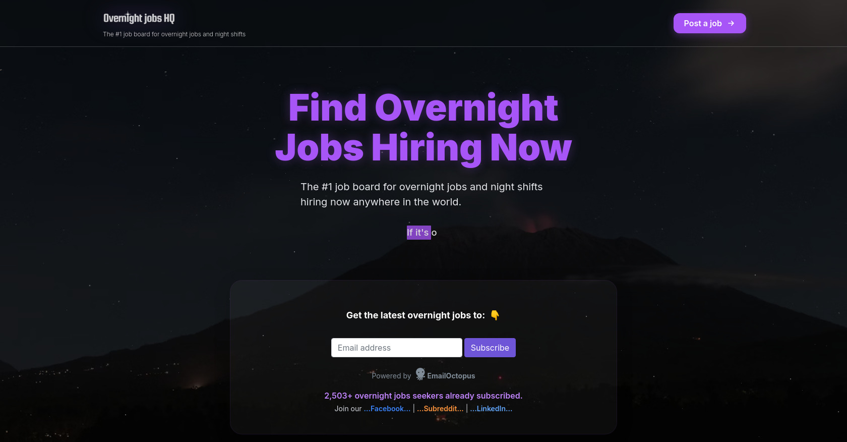 Overnight jobs HQ | Screenshot