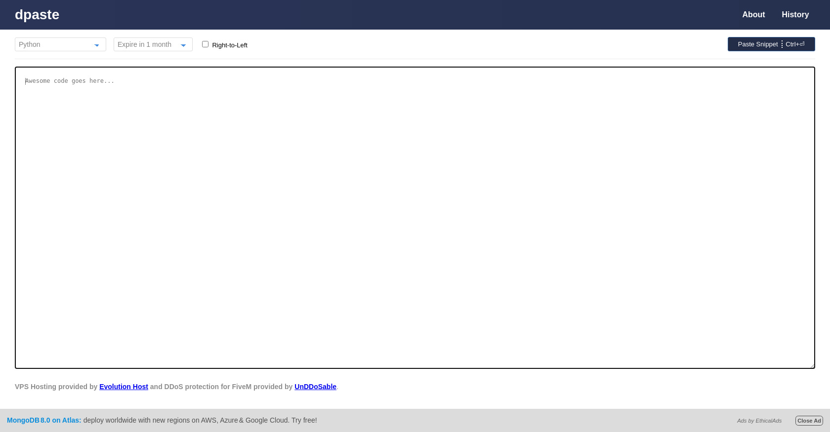 dpaste | Screenshot