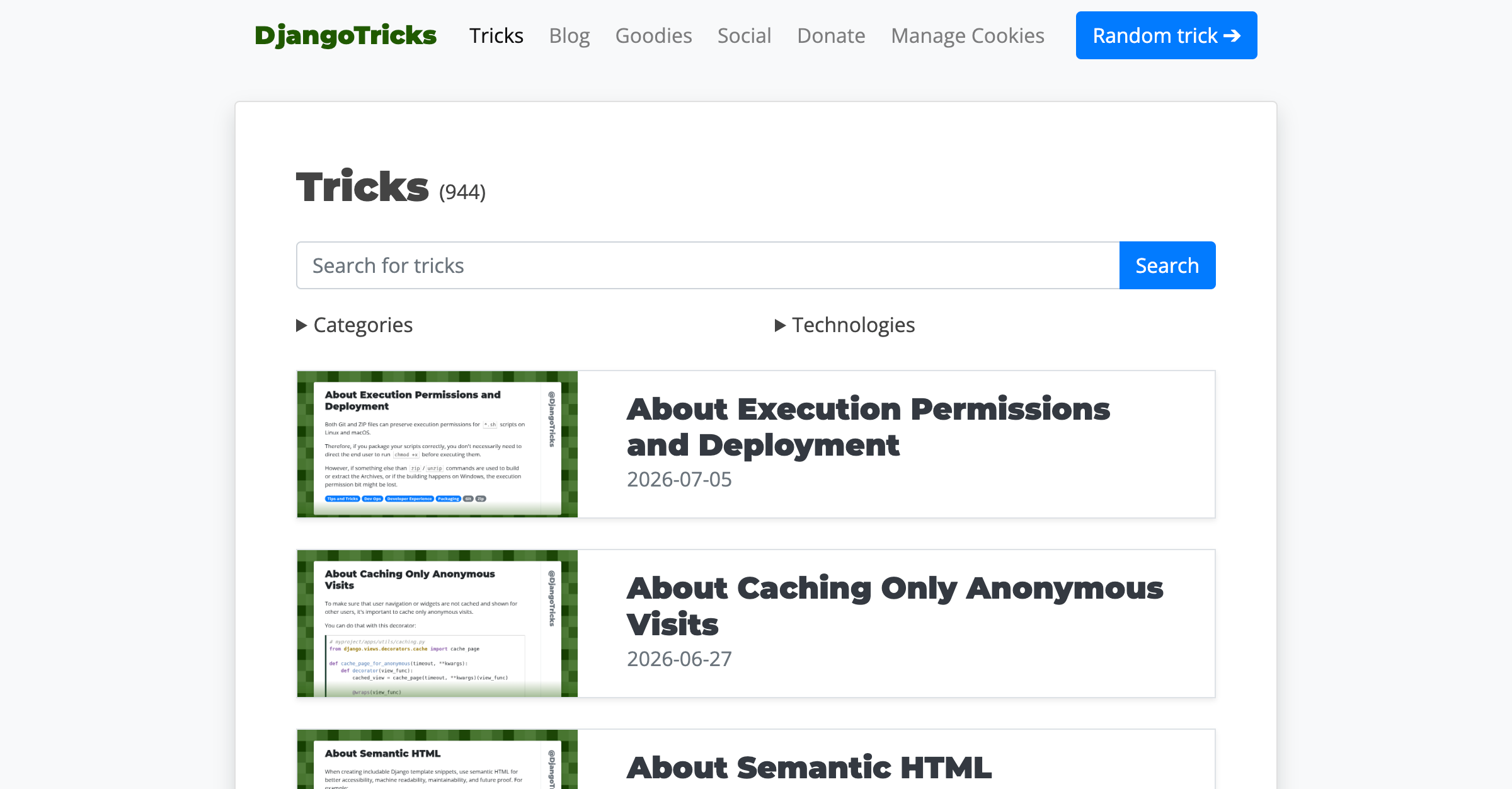 DjangoTricks screenshot